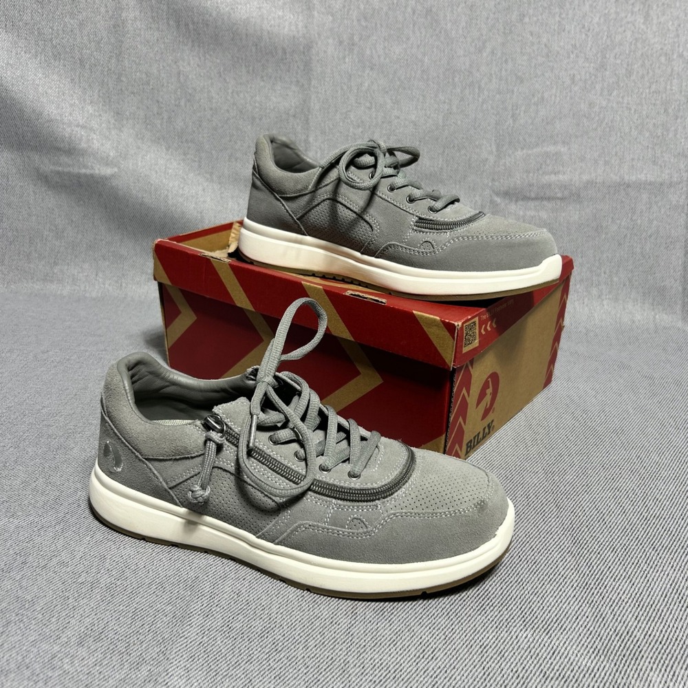 BILLY Footwear Comfort Sneaker Womens 10 Grey Suede Wrap-Around Zipper Low Top
